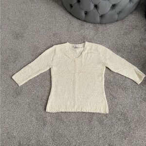 JM Collection Cream V-Neck Sweater